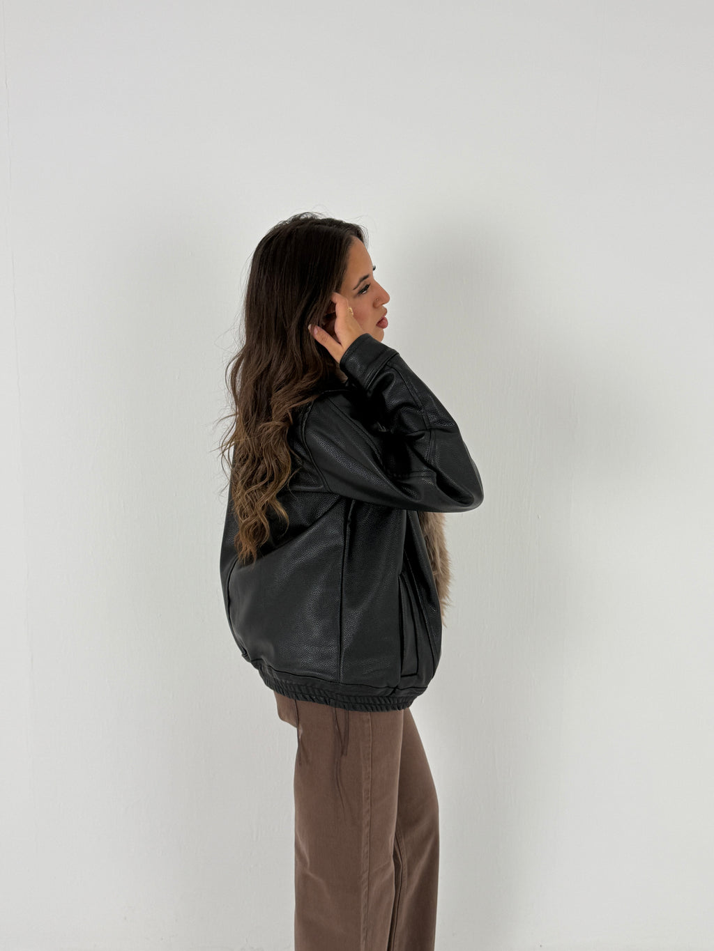 Faux Fur Leather Jacket
