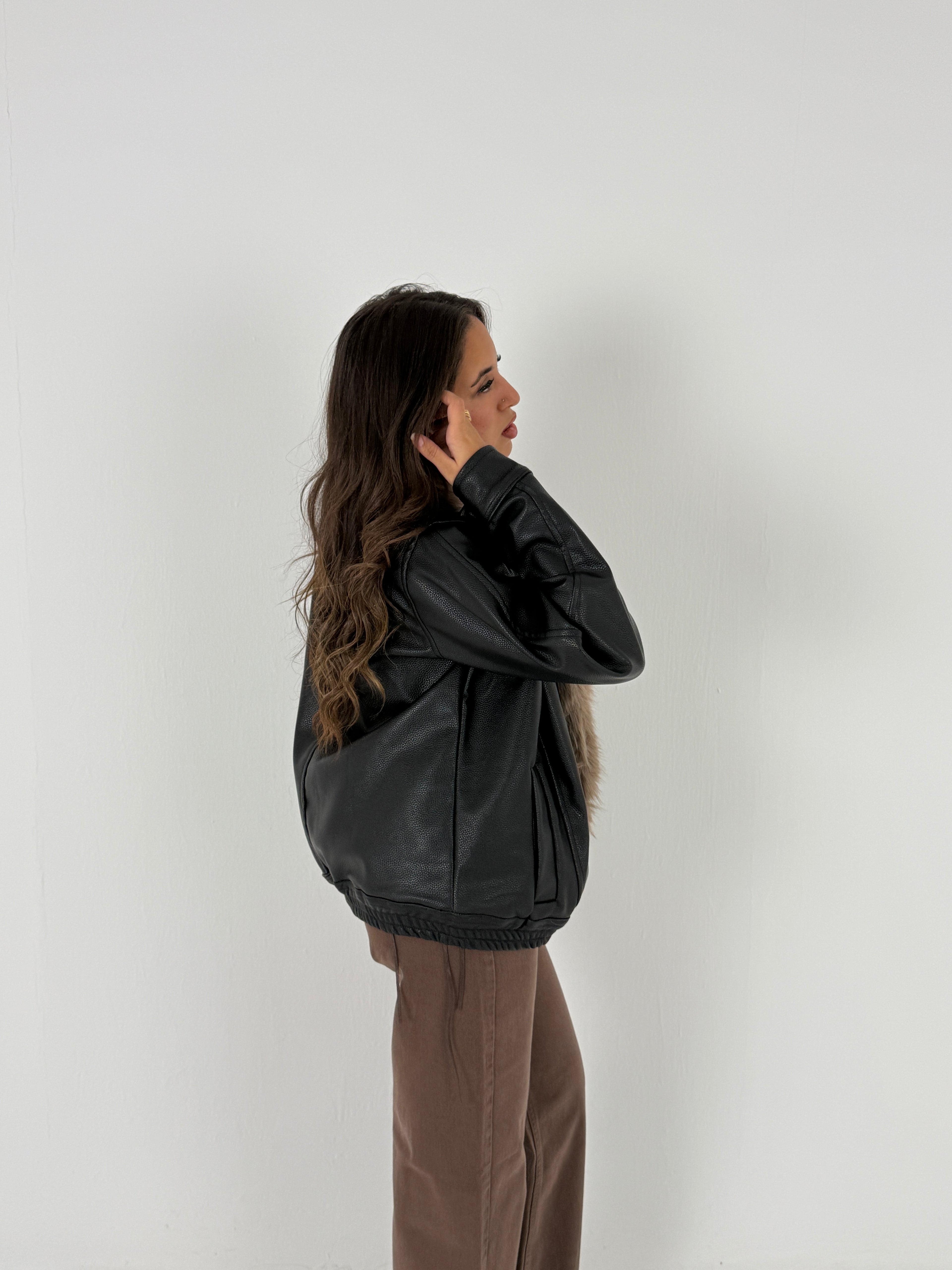 Faux Fur Leather Jacket