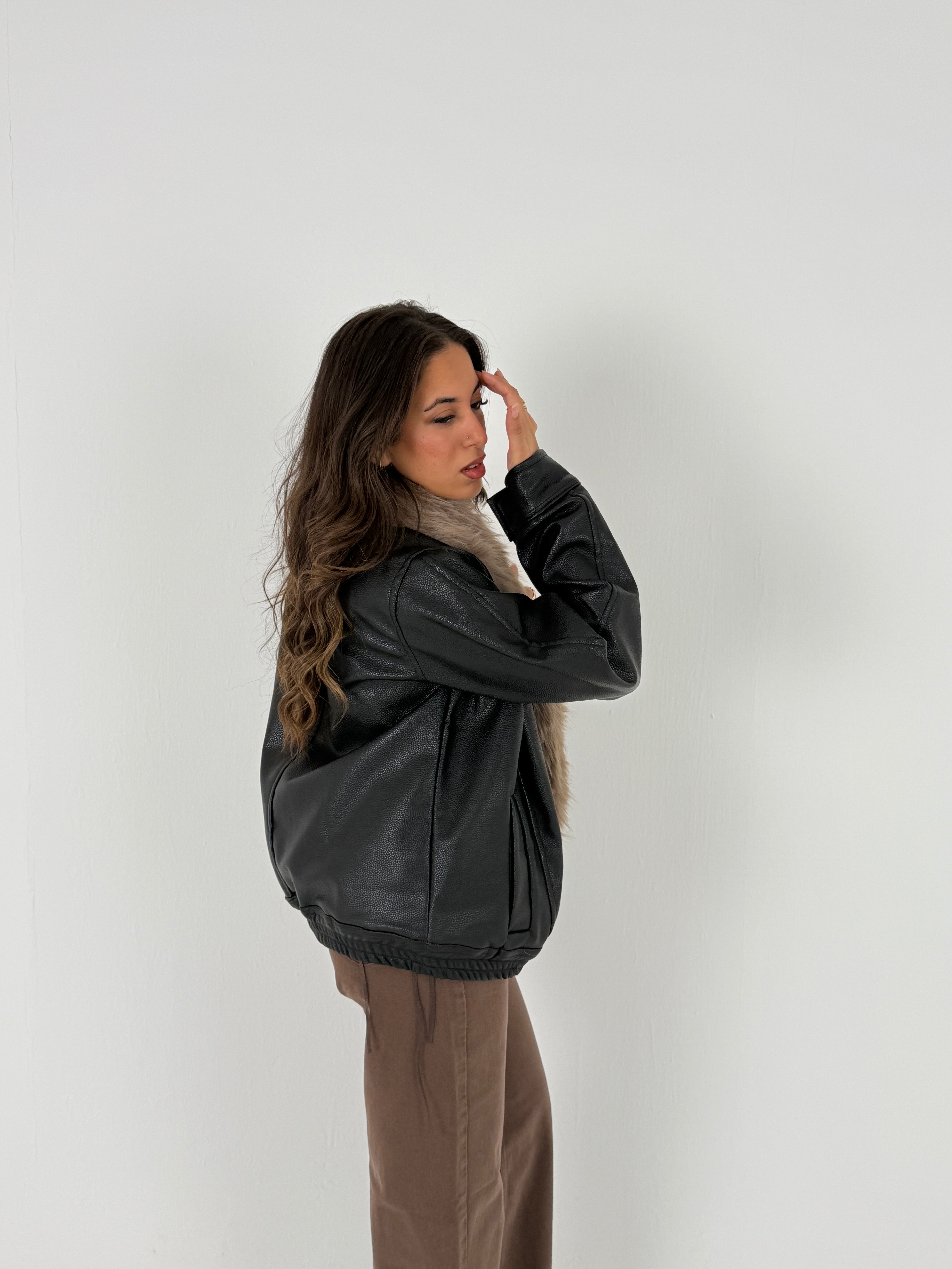 Faux Fur Leather Jacket