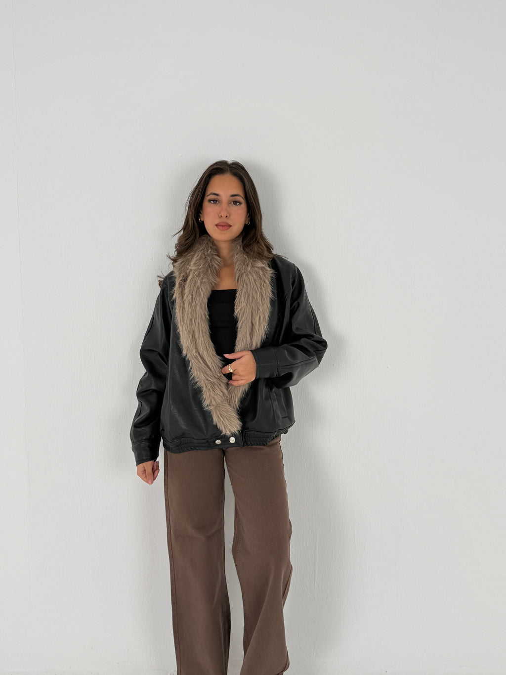 Faux Fur Leather Jacket