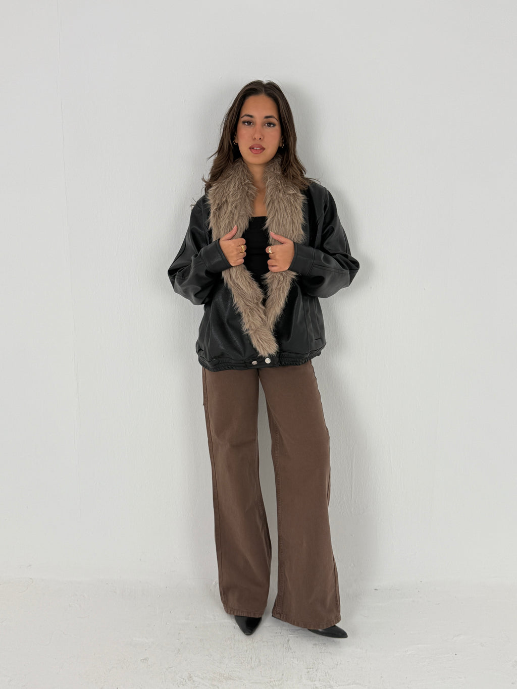 Faux Fur Leather Jacket