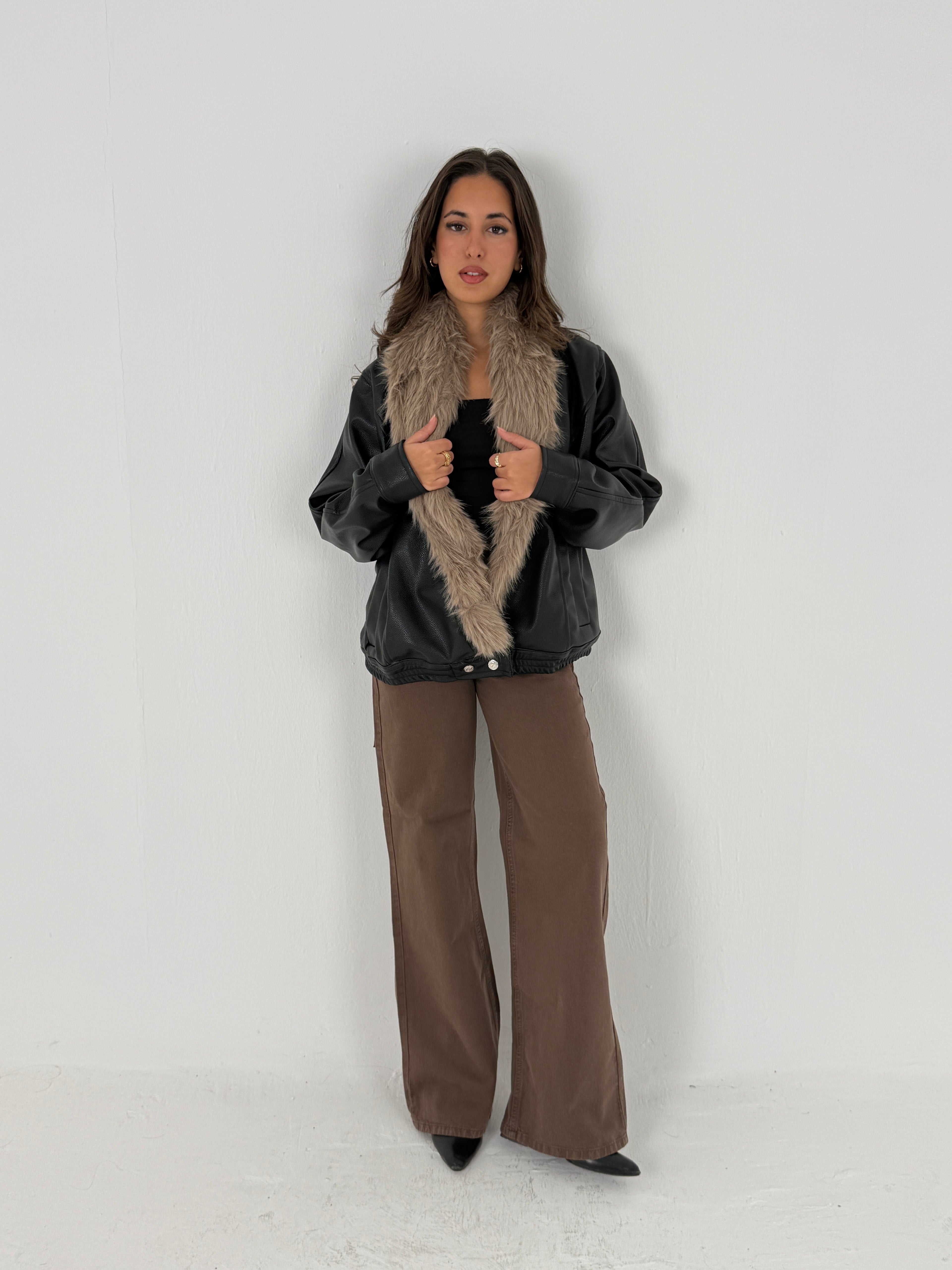 Faux Fur Leather Jacket