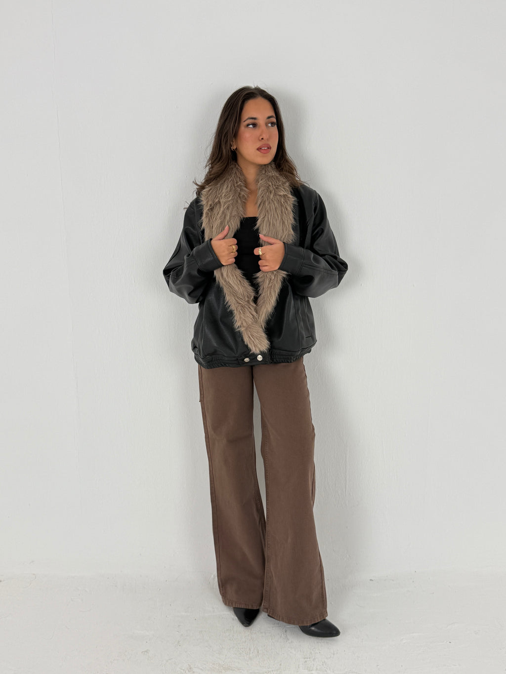 Faux Fur Leather Jacket