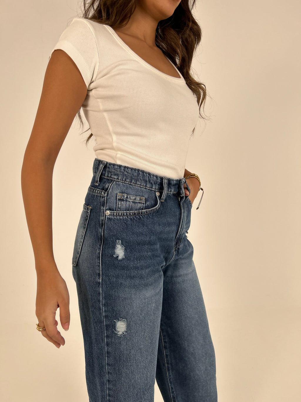 Slit Denim Pants
