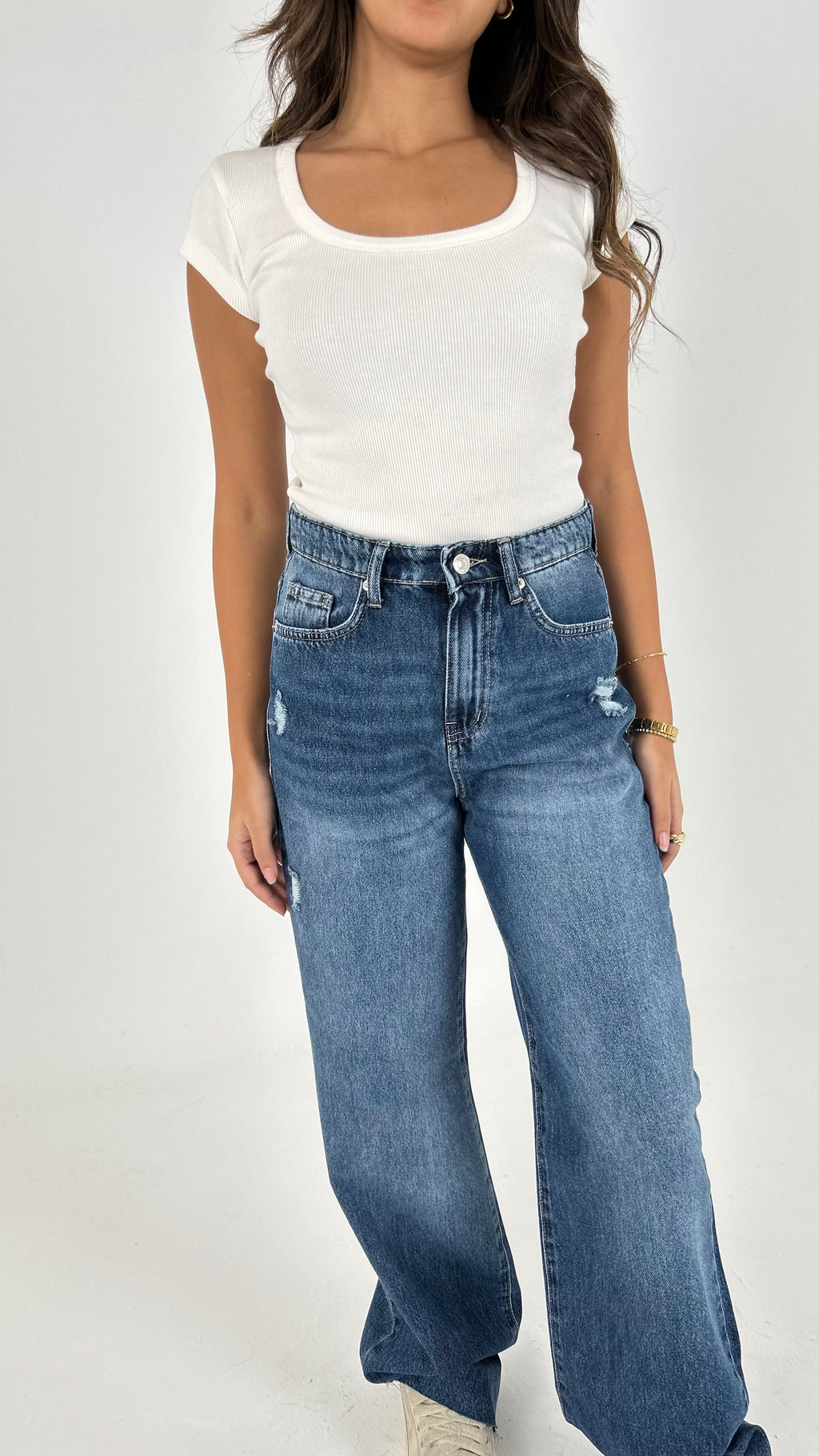 Slit Denim Pants
