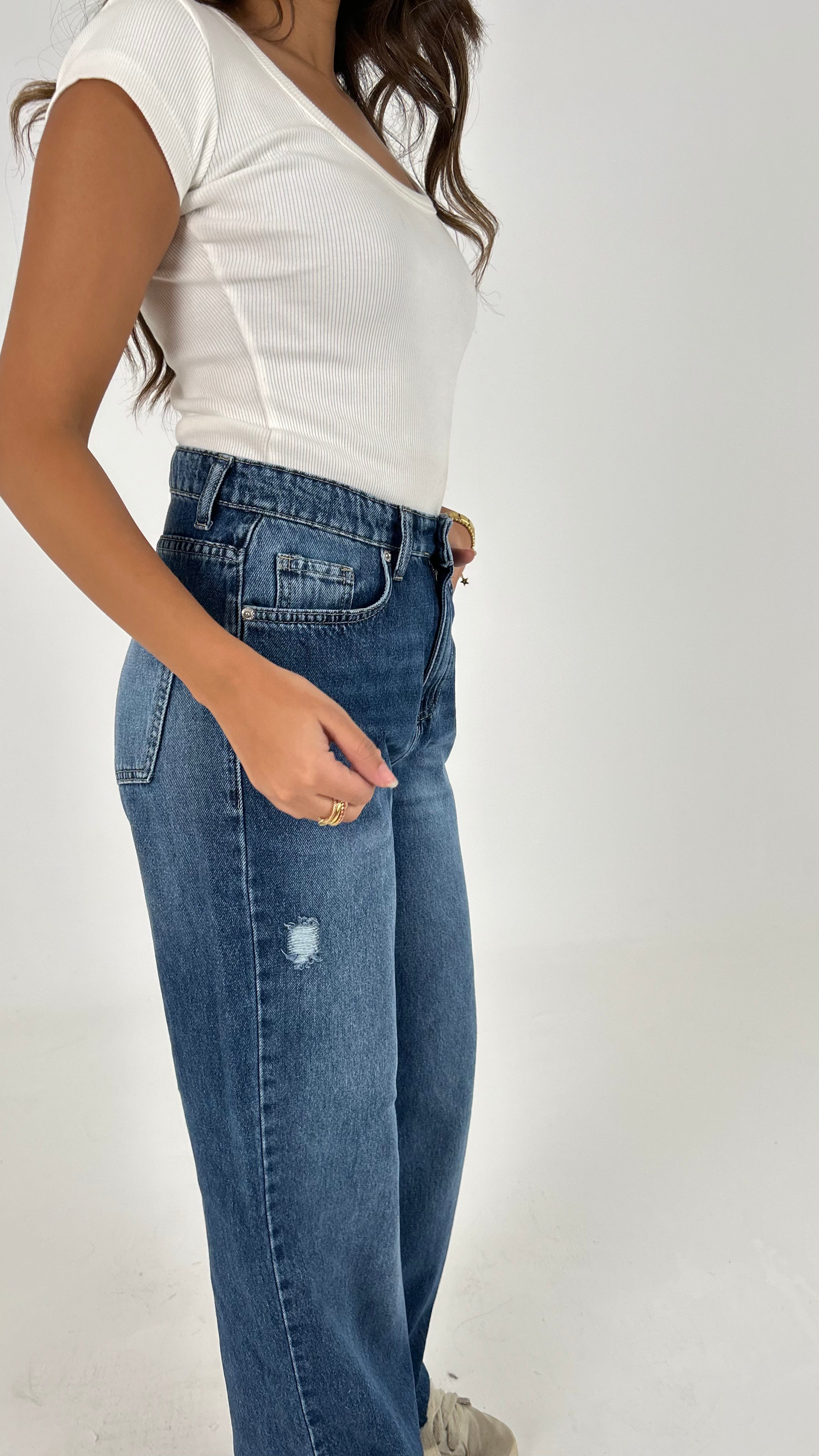 Slit Denim Pants
